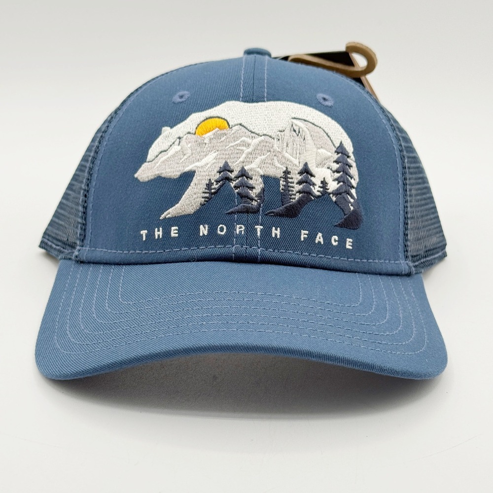 The North Face Mudder‎ Trucker Snapback Cap Hat Adult Blue Bear Mountain NEW
